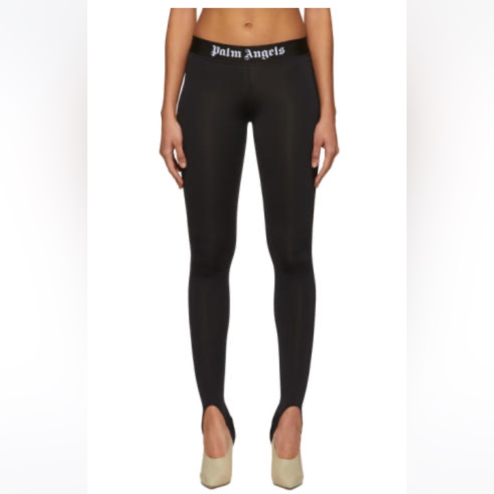 Palm Angels Black Sport Leggings Waist Band Logo